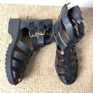 NWOT Black Gladiator Sandals